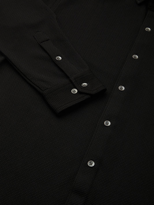 Spider Black Textured Shirt