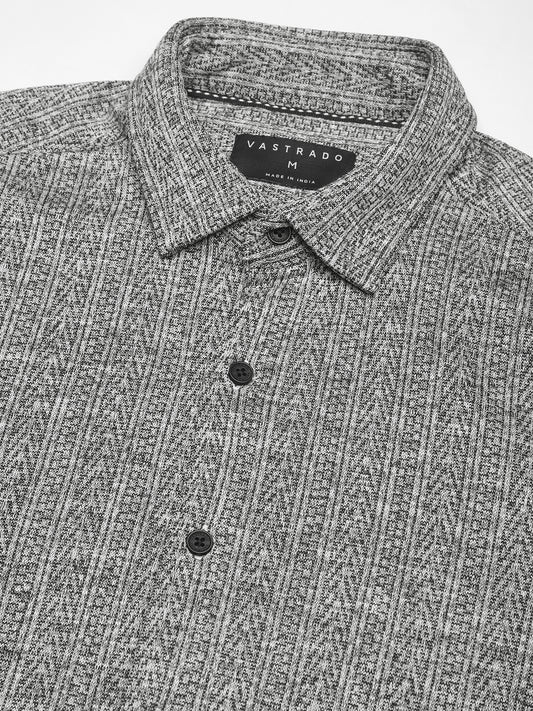 Black & White Textured Knitted Shirt