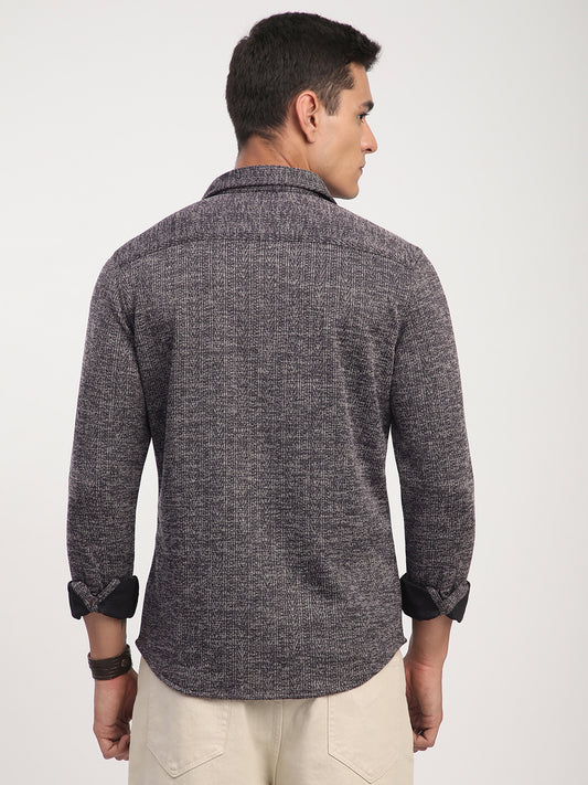 Purple Textured Knitted Shirt
