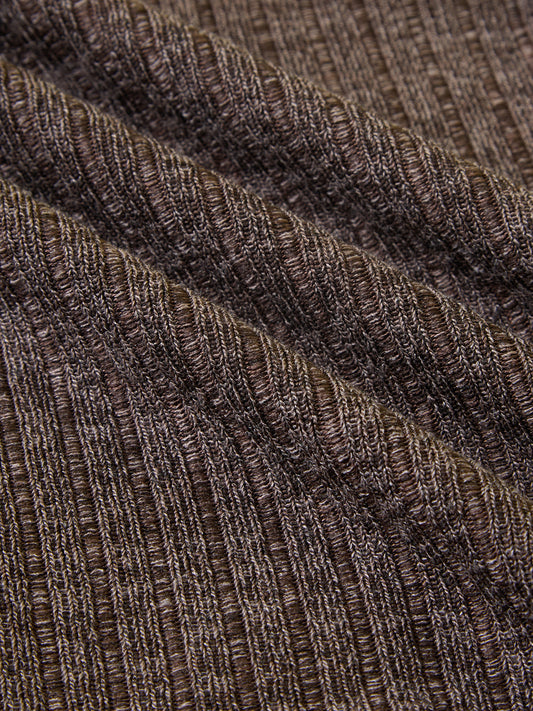 Coffee Brown Ribbed Knitted Shirt