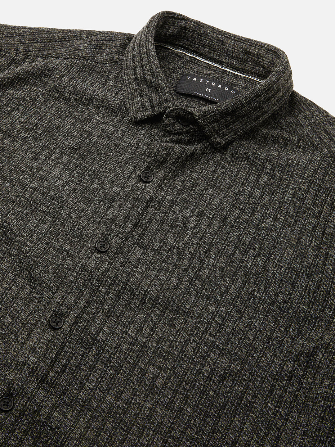 Plush Onyx Black Ribbed Knitted Shirt