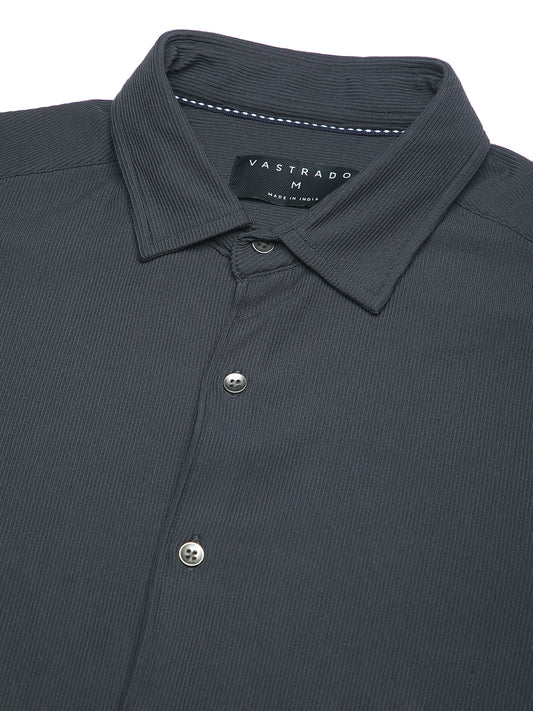 Dark Grey Textured Knitted Shirt