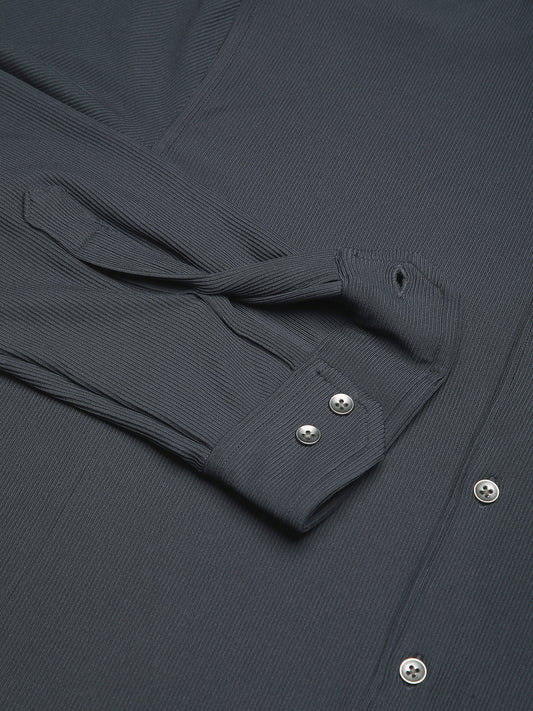 Dark Grey Textured Knitted Shirt