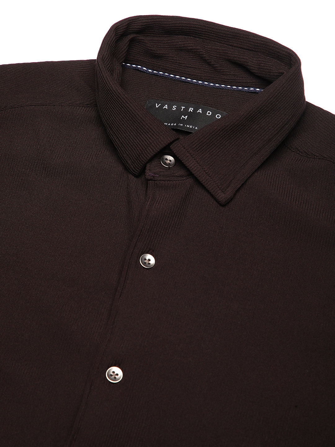 Brown Textured Knitted Shirt