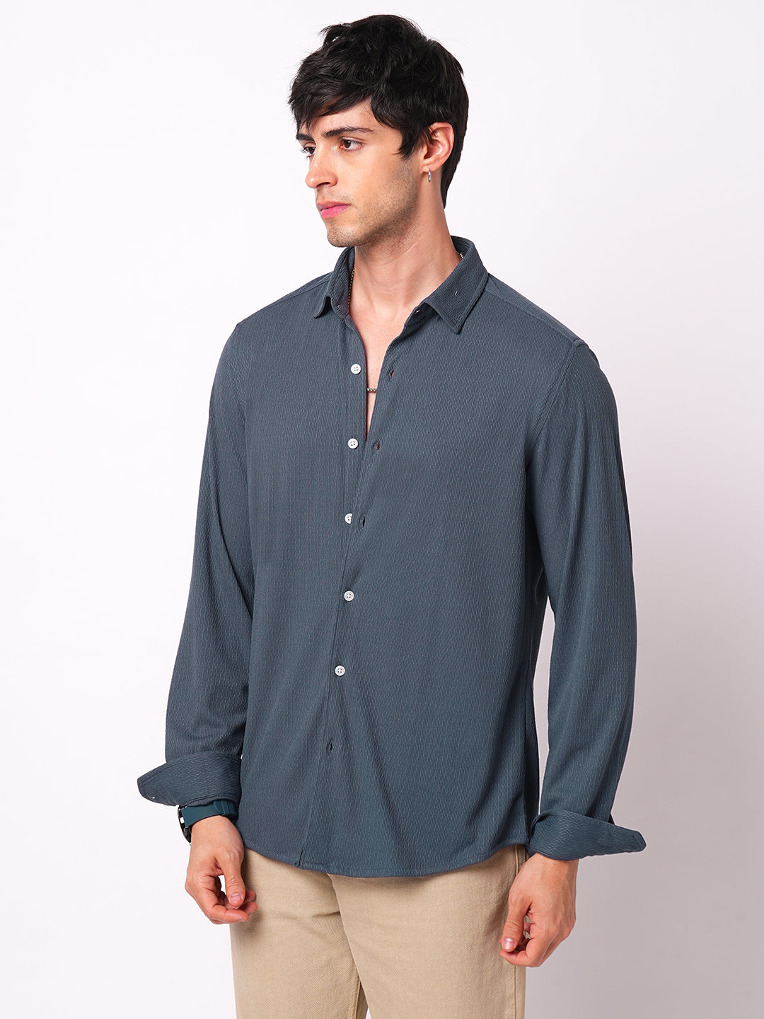 Exquisite Spruce Blue Knitted Shirt