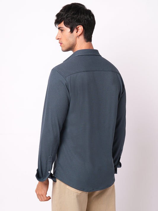 Exquisite Spruce Blue Knitted Shirt