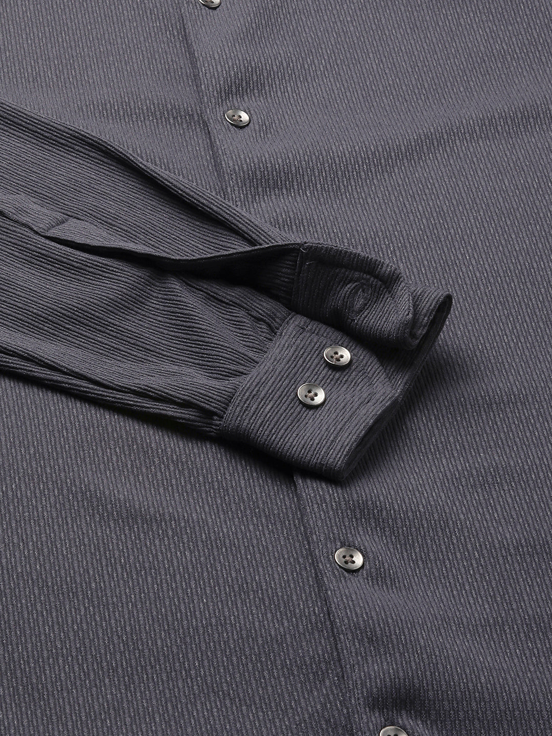 Enticing Charcoal Grey Ribbed Knitted Shirt