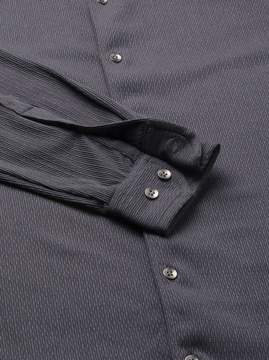 Enticing Charcoal Grey Ribbed Knitted Shirt