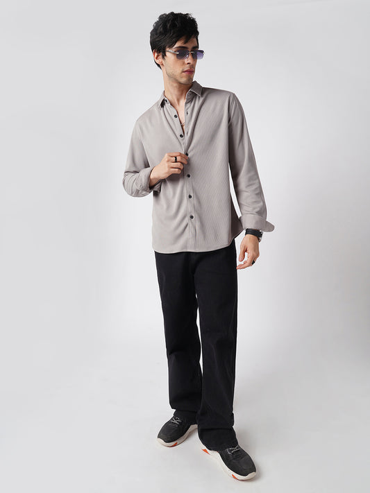 Sprauncy Cloud Grey Ribbed Knit Shirt