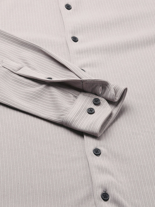 Sprauncy Cloud Grey Ribbed Knit Shirt