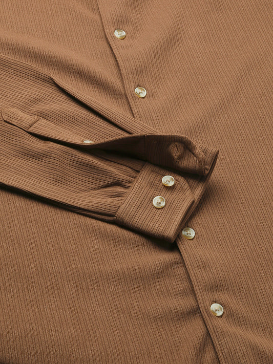 Chocolate Brown Pencil Stripe Knit Shirt
