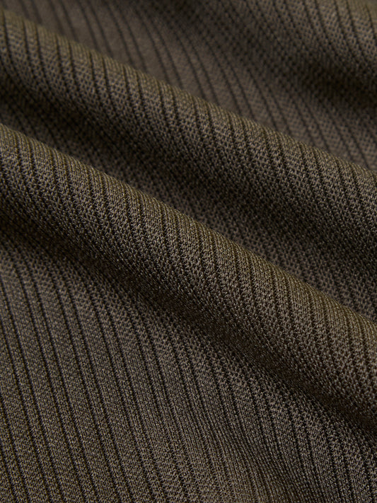 Plush Pencil Striped Army Green Knitted Shirt