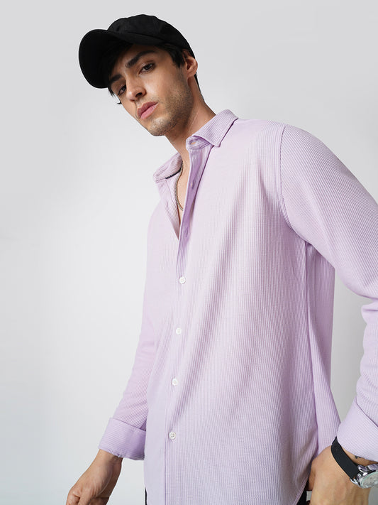 Aristocratic Lilac Textured Knitted Shirt