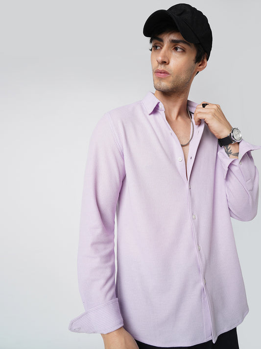 Aristocratic Lilac Textured Knitted Shirt