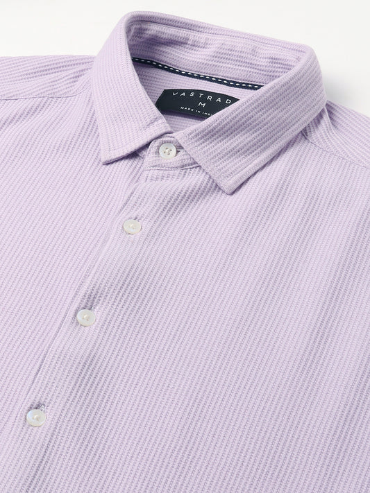Aristocratic Lilac Textured Knitted Shirt