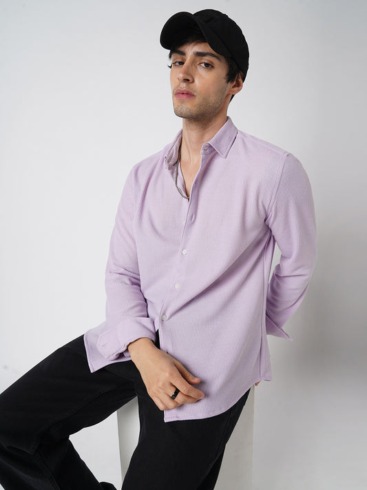 Aristocratic Lilac Textured Knitted Shirt