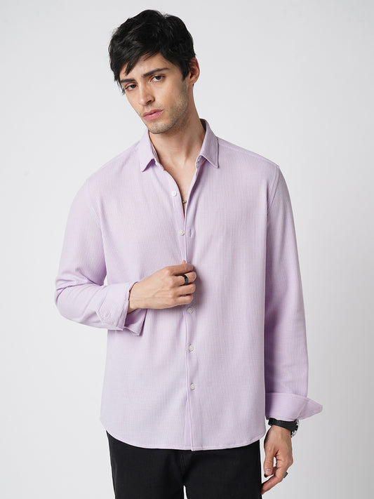 Aristocratic Lilac Textured Knitted Shirt
