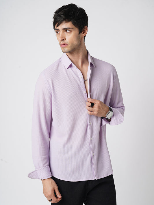 Aristocratic Lilac Textured Knitted Shirt