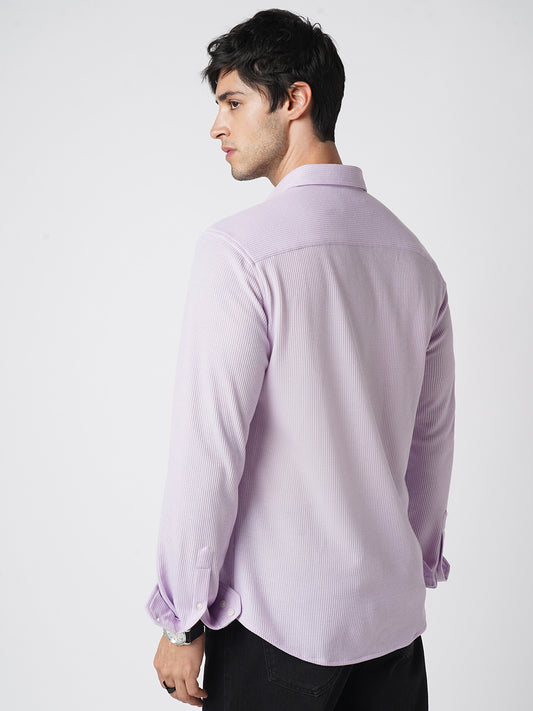 Aristocratic Lilac Textured Knitted Shirt
