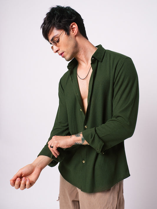 Gallant Lindworm Green Waffle Knitted Shirt