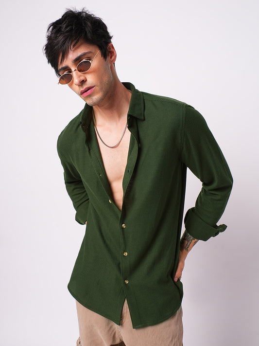 Gallant Lindworm Green Waffle Knitted Shirt