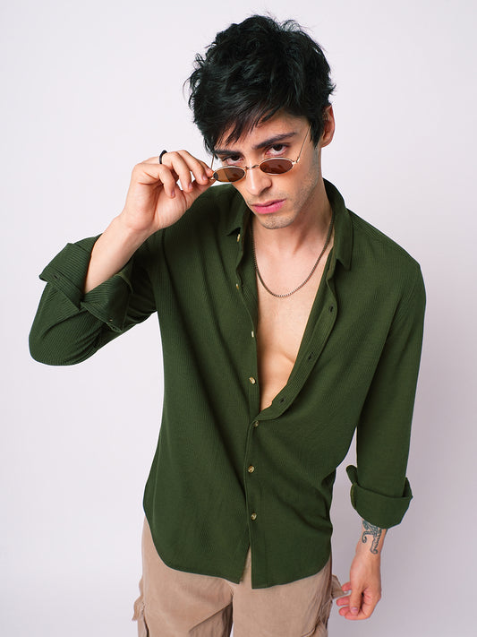 Gallant Lindworm Green Waffle Knitted Shirt