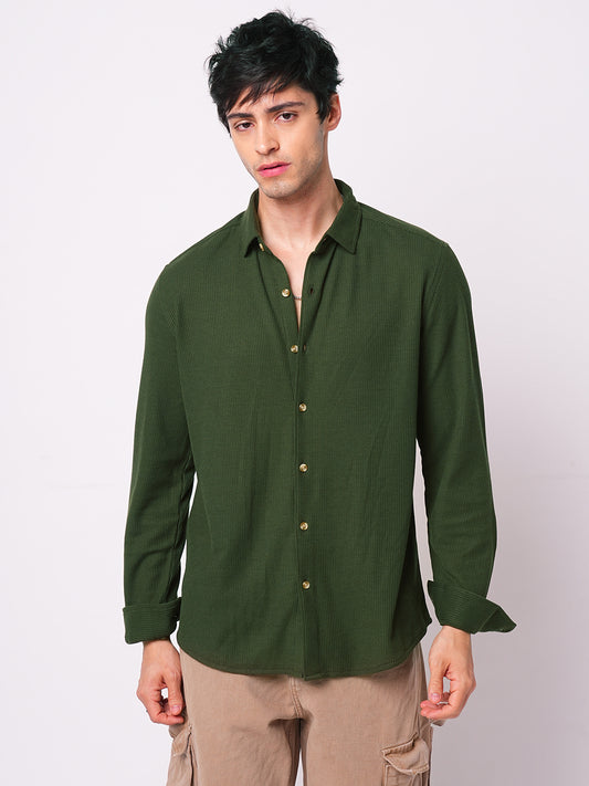 Gallant Lindworm Green Waffle Knitted Shirt