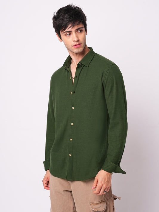 Gallant Lindworm Green Waffle Knitted Shirt