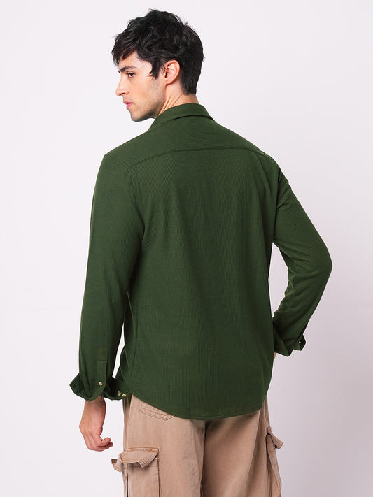 Gallant Lindworm Green Waffle Knitted Shirt