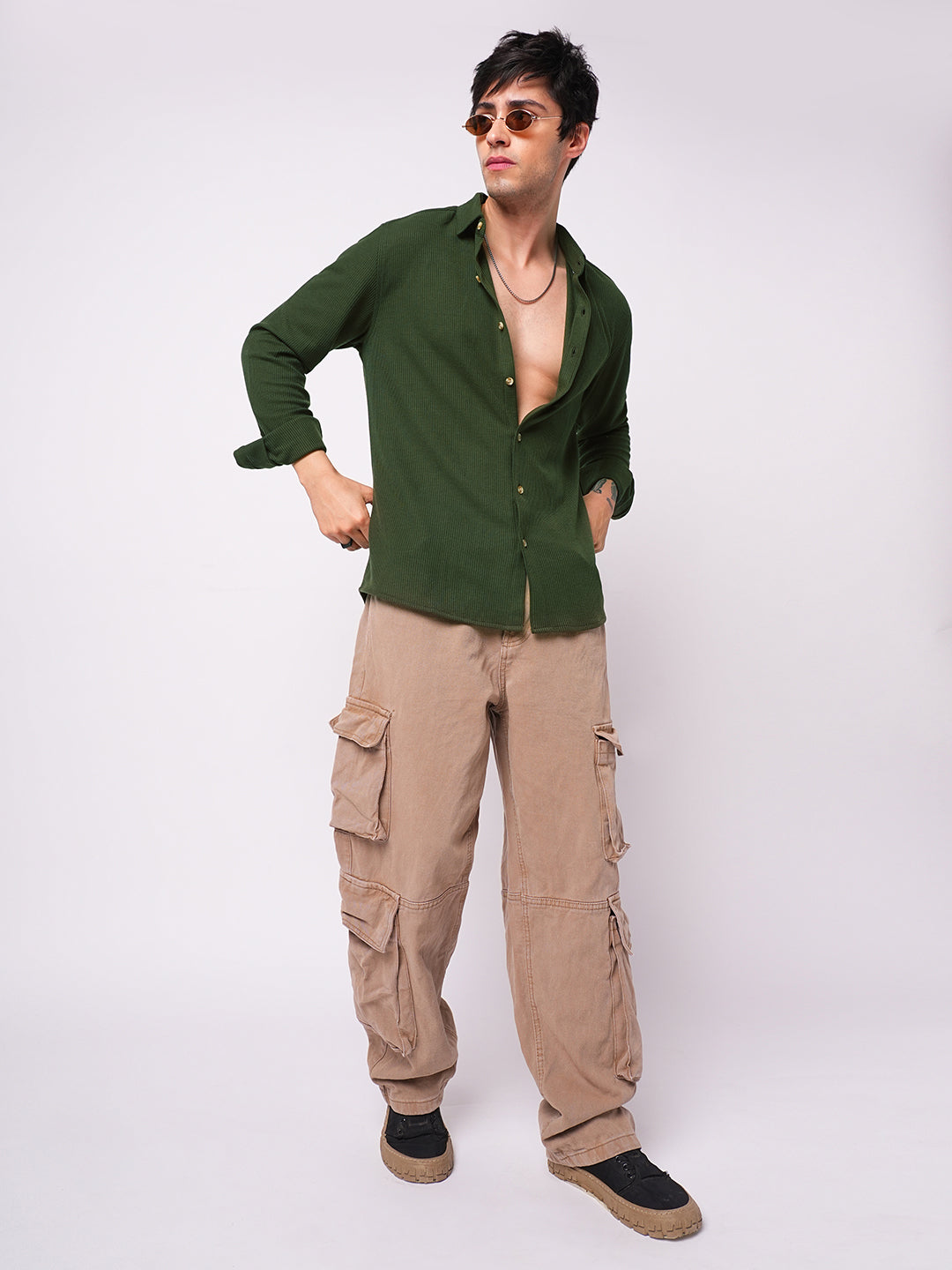 Gallant Lindworm Green Waffle Knitted Shirt