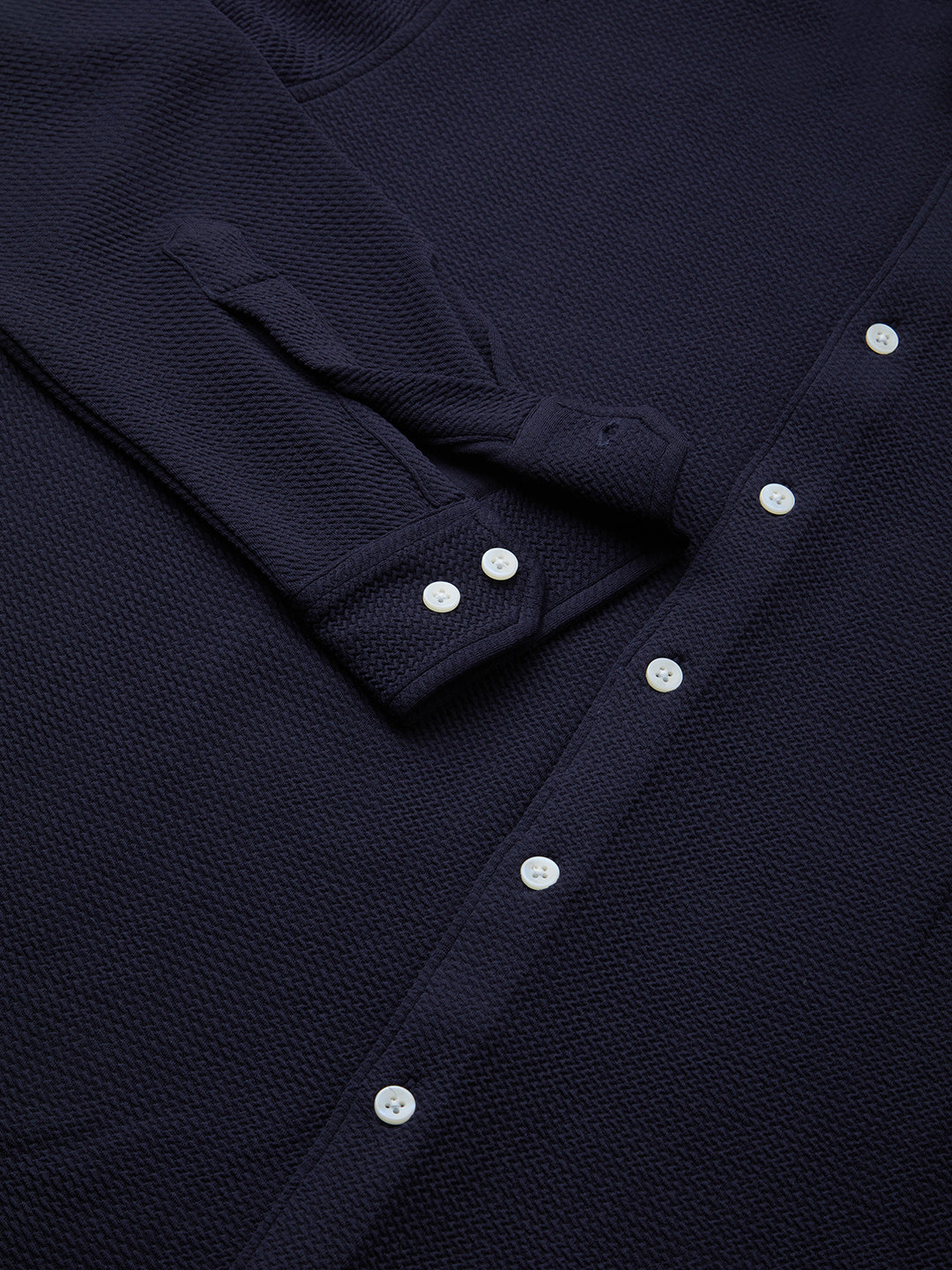 Modish Navy Blue Embossed Knitted Shirt