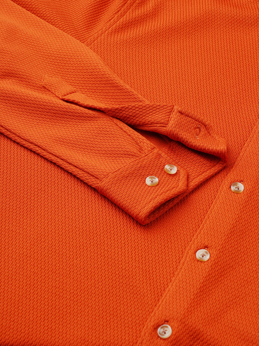 Firey Orange Jacquard Knitted Shirt
