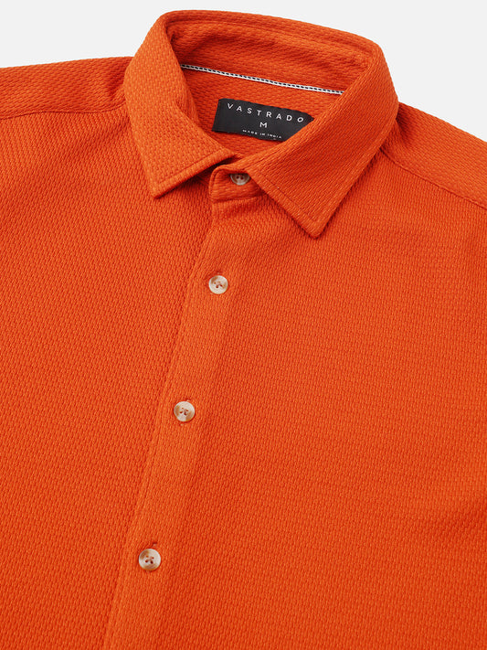 Firey Orange Jacquard Knitted Shirt