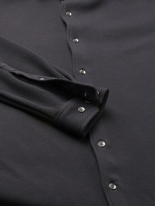 Arsenic Grey Textured Knitted Shirt