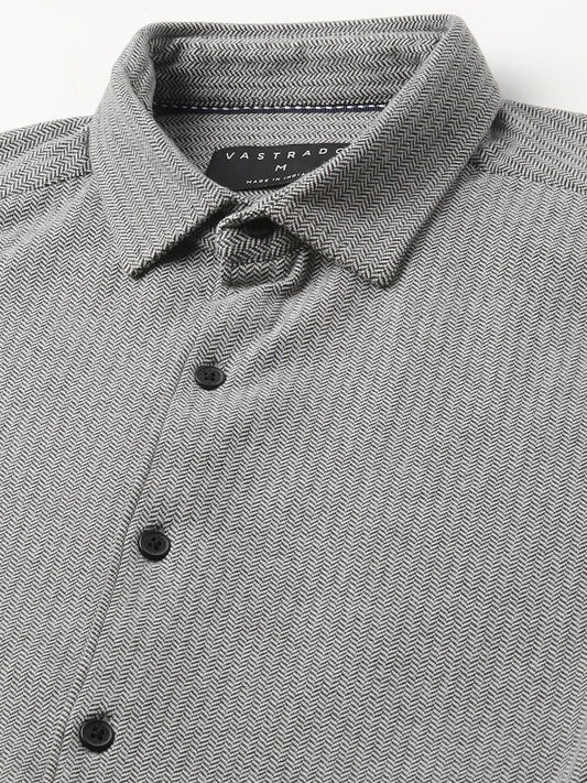 Plush Camouflage Grey Herringbone Knitted Shirt