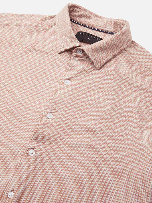 Plush Tres Naturale Beige Herringbone Knitted Shirt