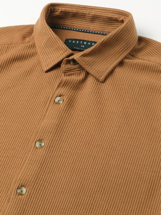 Opulent Cider Orange Jacquard Knitted Shirt