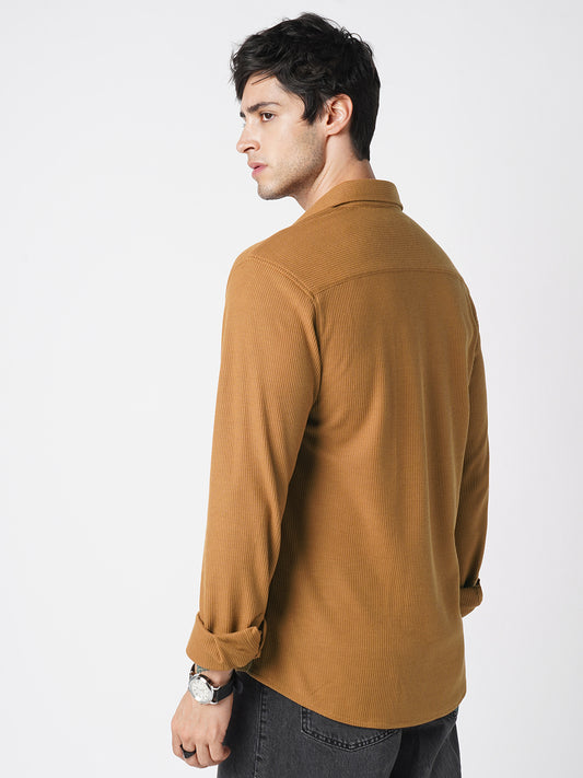 Opulent Cider Orange Jacquard Knitted Shirt
