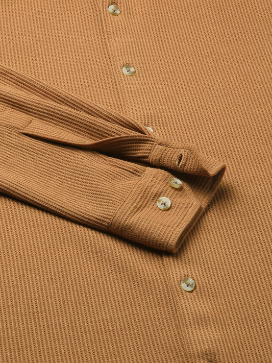 Opulent Cider Orange Jacquard Knitted Shirt