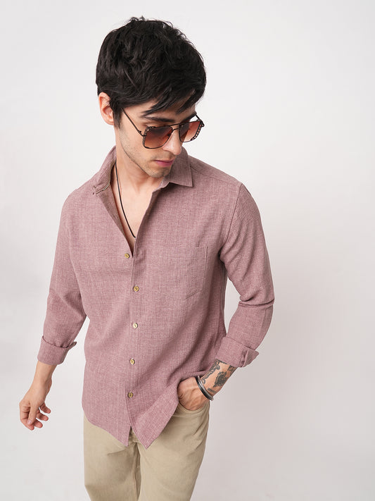 Mauve Slub Textured Shirt