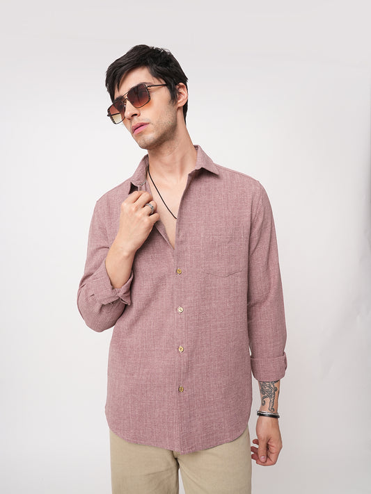 Mauve Slub Textured Shirt