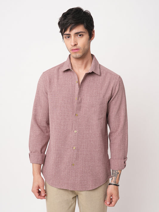 Mauve Slub Textured Shirt