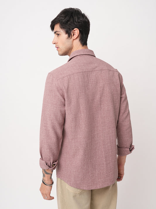 Mauve Slub Textured Shirt