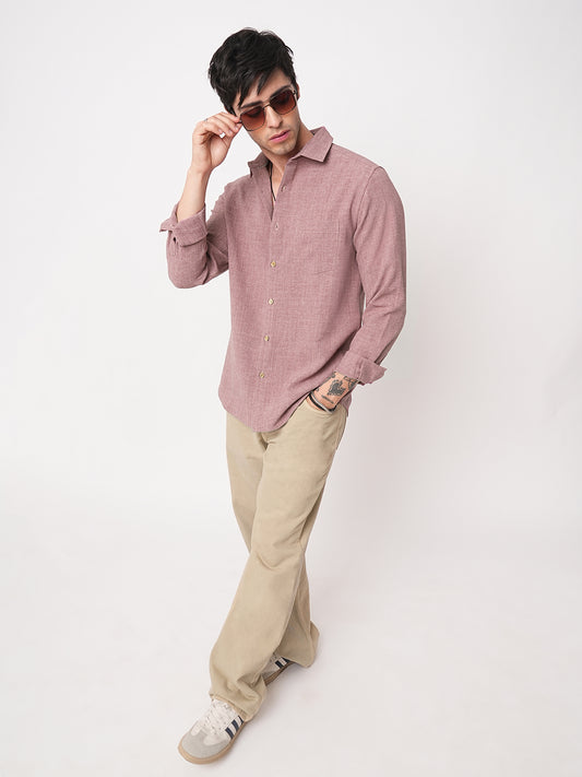Mauve Slub Textured Shirt