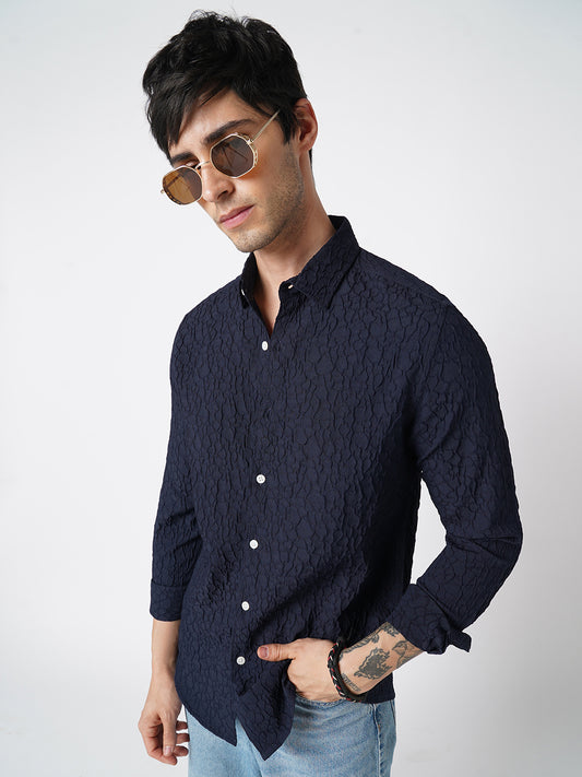 Intricate Navy Textured Shirt