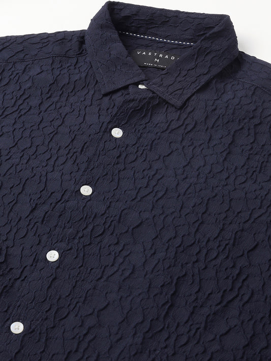 Intricate Navy Textured Shirt