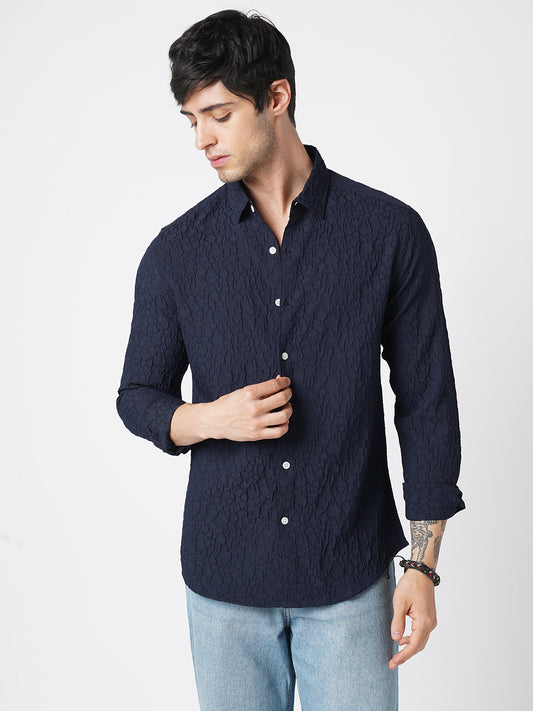 Intricate Navy Textured Shirt
