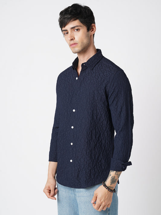 Intricate Navy Textured Shirt