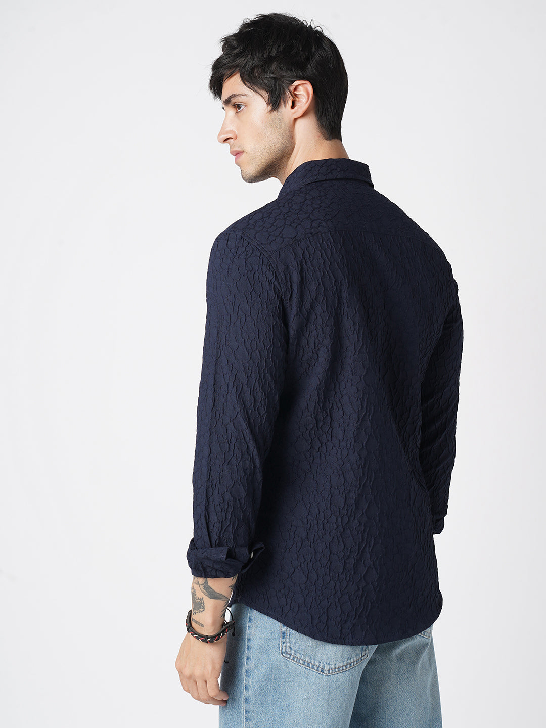 Intricate Navy Textured Shirt
