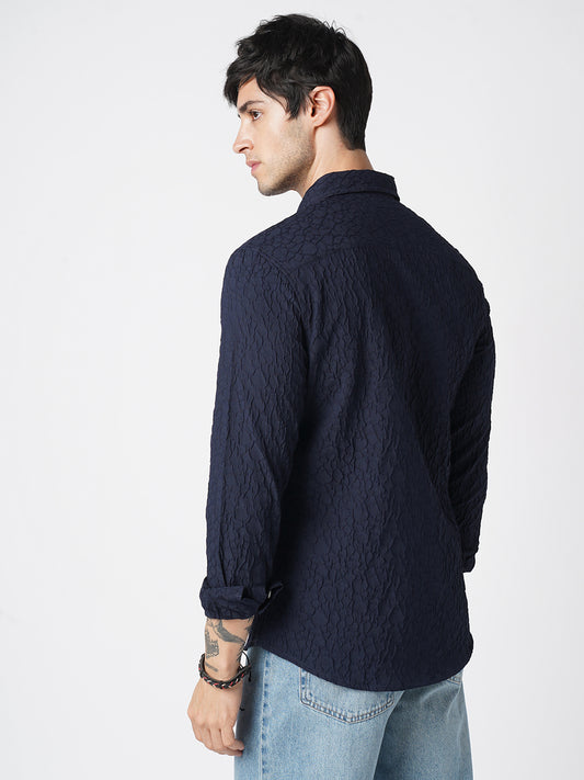 Intricate Navy Textured Shirt